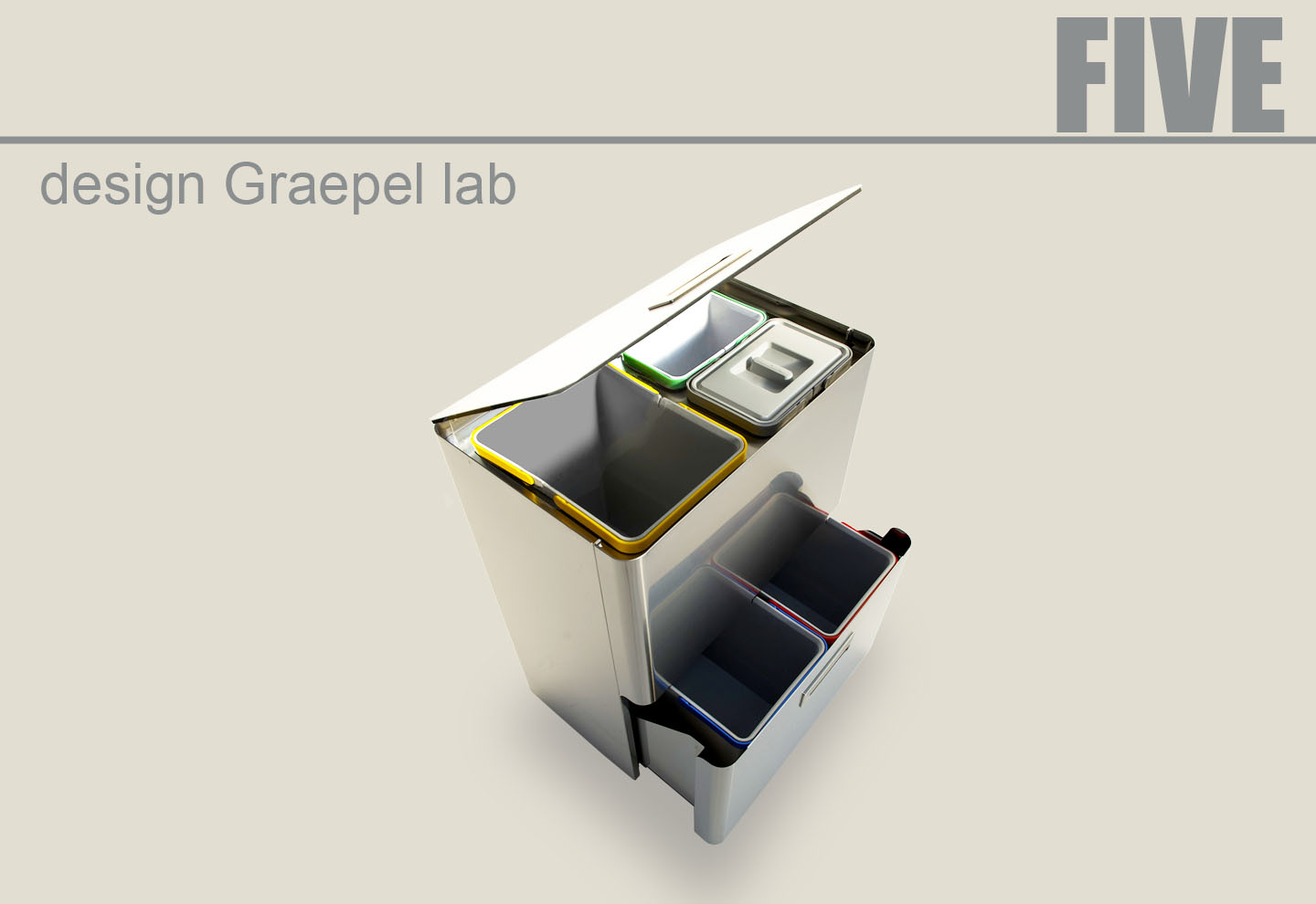 Graepel G-Line Pro Abfalleimer Ecobin aus Edelstahl 1.4301 Aluminiumdeckel  Braun